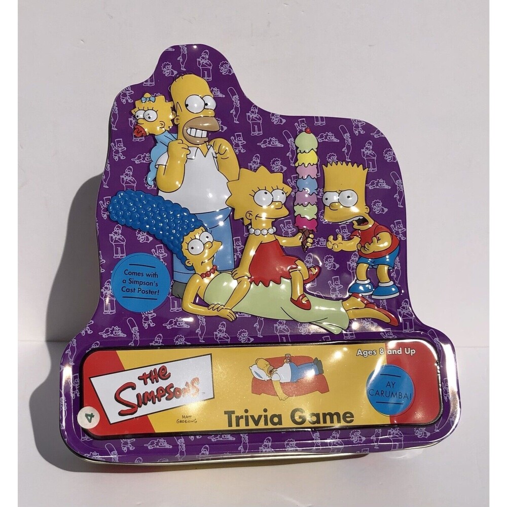 The Simpsons Trivia Game 2000 Board Game in Collectors Tin with Cast Poster